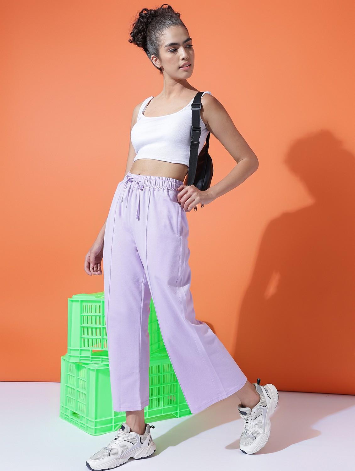 women solid mid rise track pant - 21762305 - Standard Image - 2