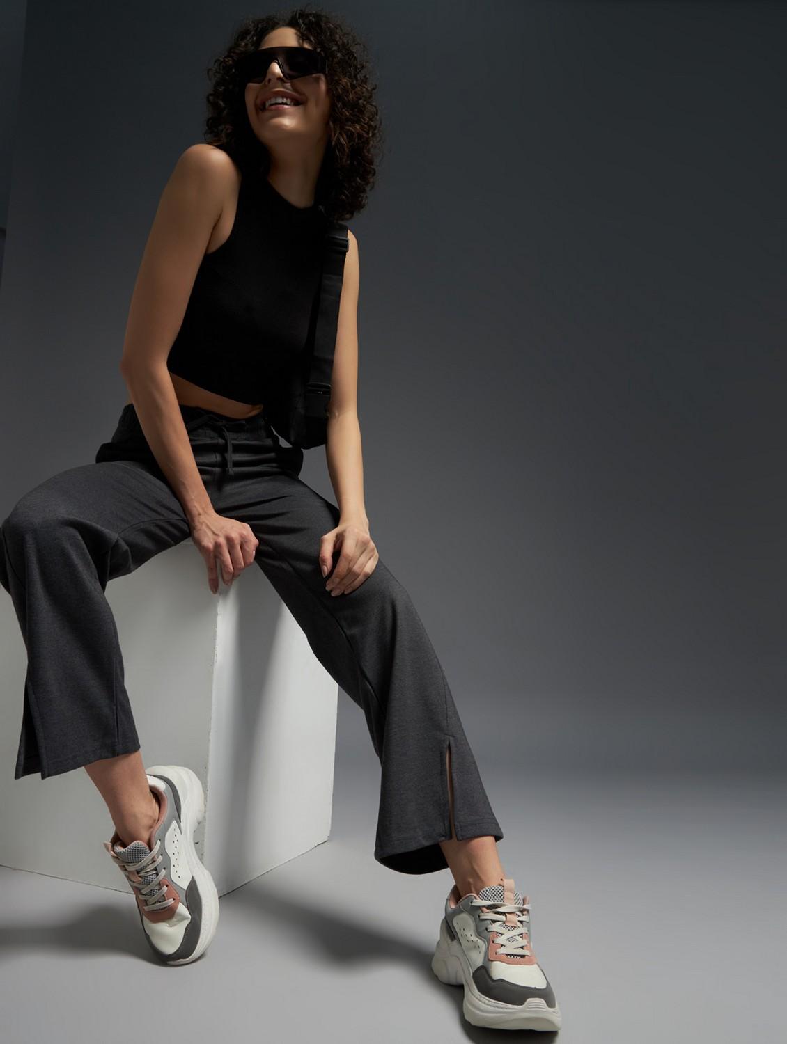 women solid mid rise track pant - 21762311 - Standard Image - 2