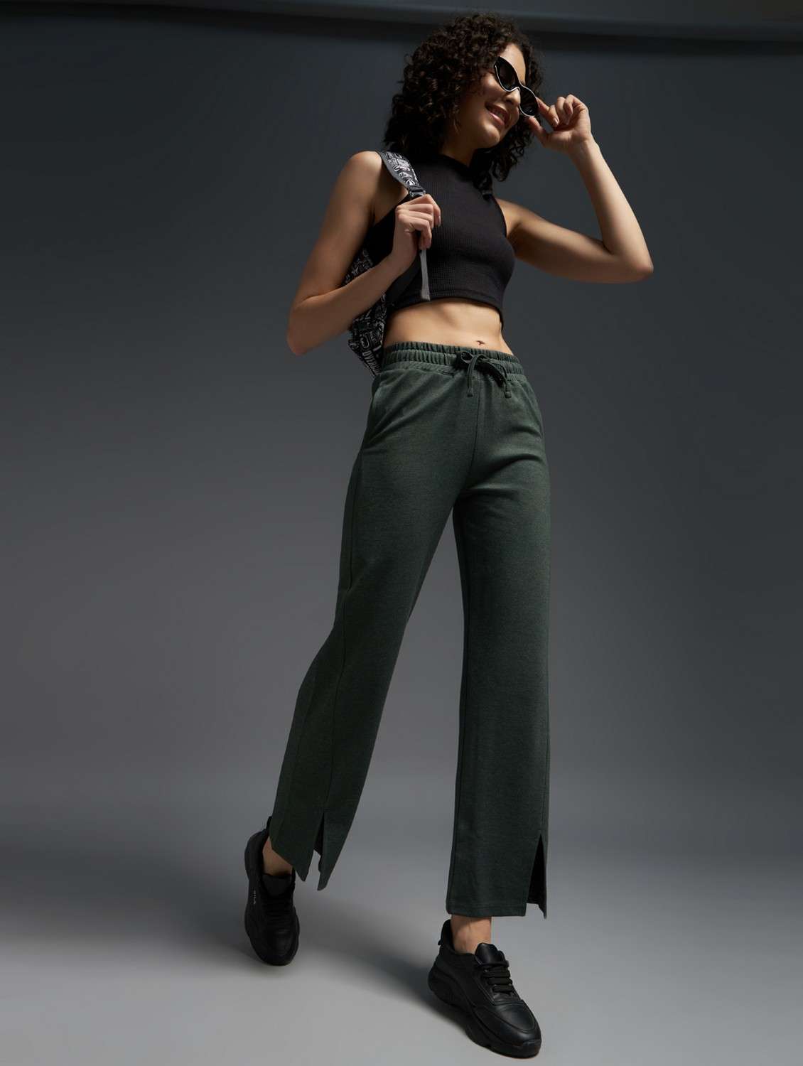 women solid mid rise track pant - 21762313 -  Standard Image - 2