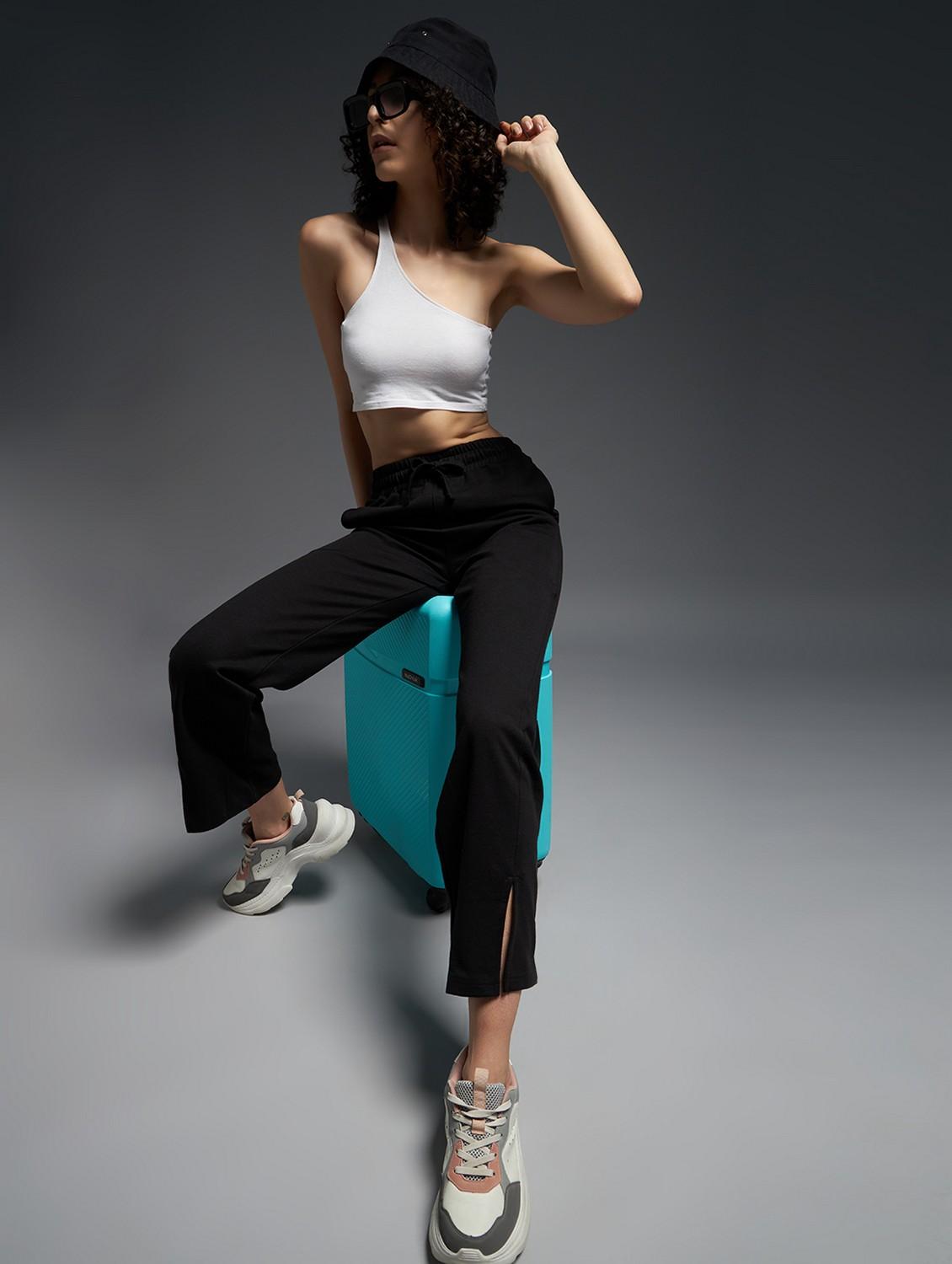 women solid mid rise track pant - 21762315 - Standard Image - 2