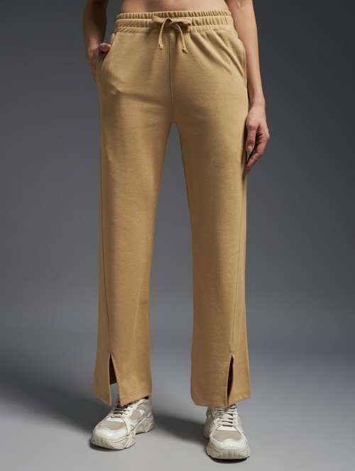 women solid mid rise track pant - 21762320 - Standard Image - 0