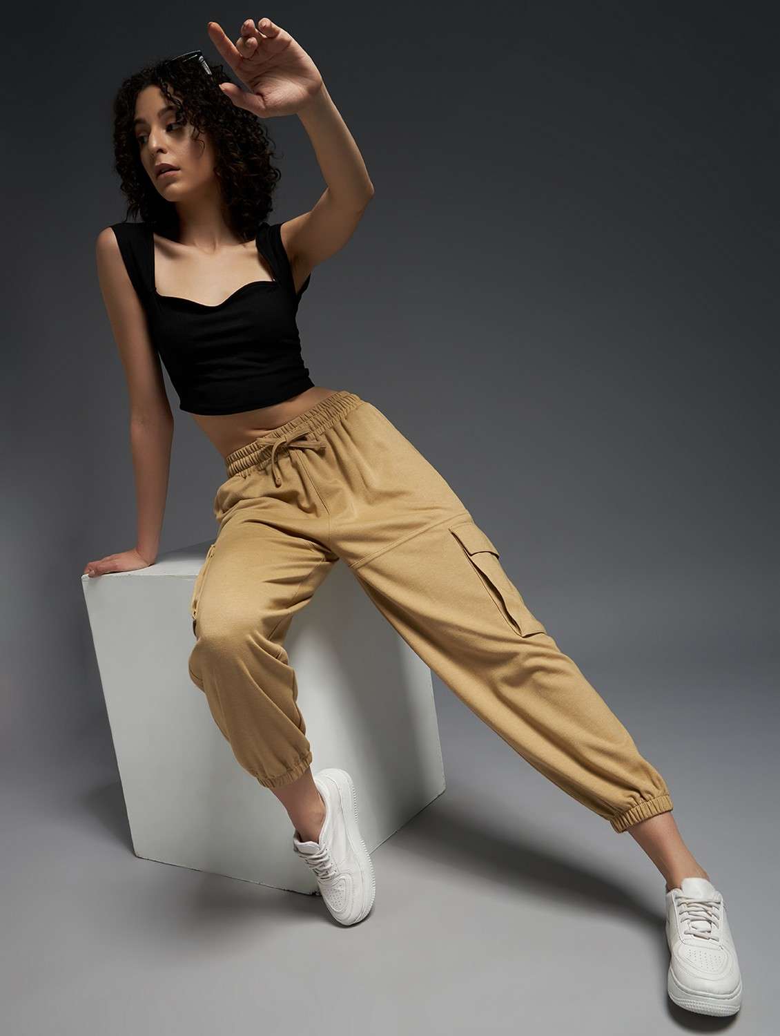 women solid mid rise cargo - 21762331 -  Standard Image - 2