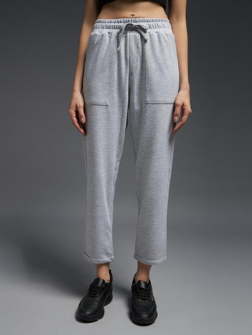 women solid mid rise track pant - 21762334 - Standard Image - 0