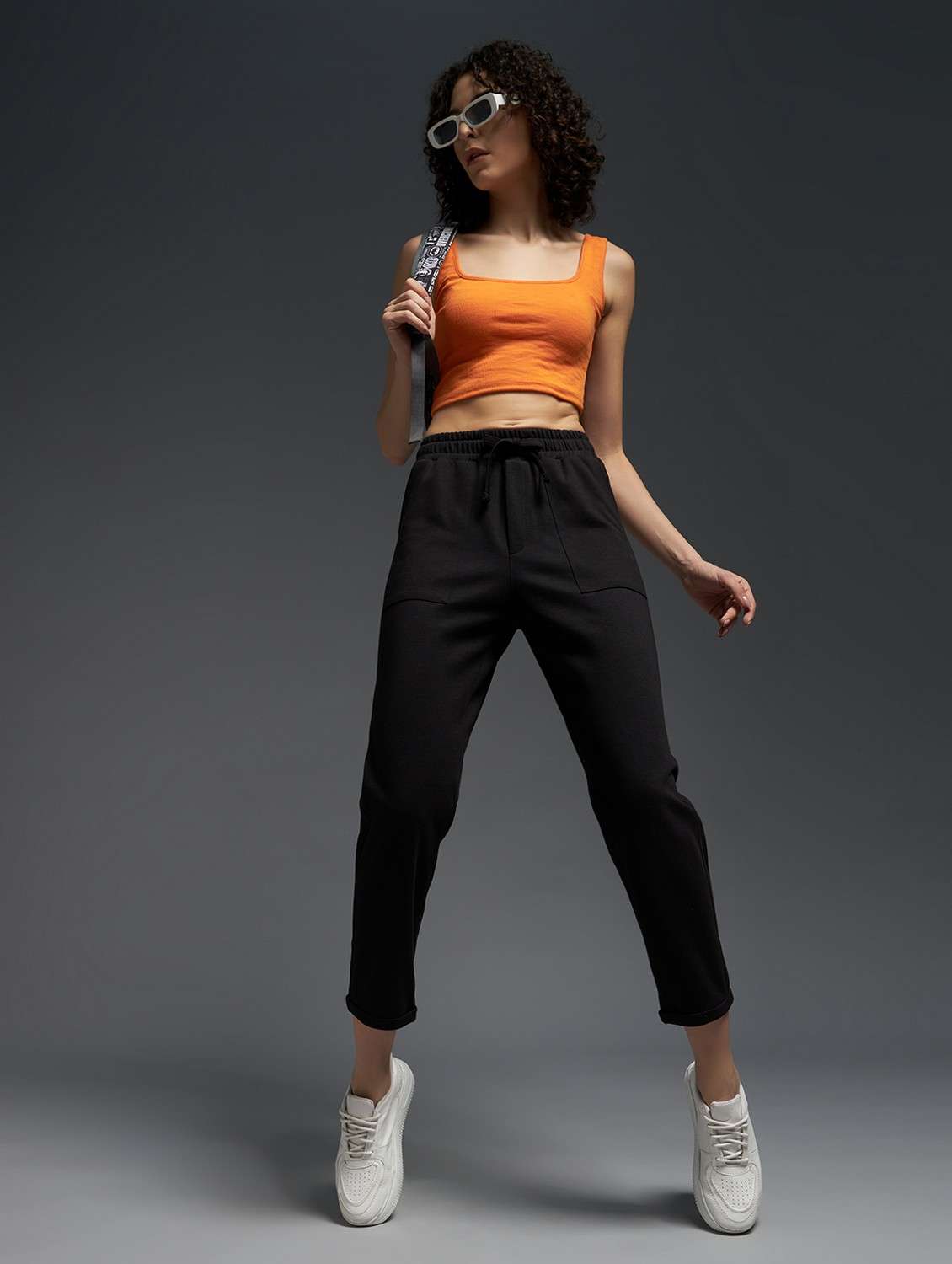 women solid mid rise track pant - 21762337 -  Standard Image - 2