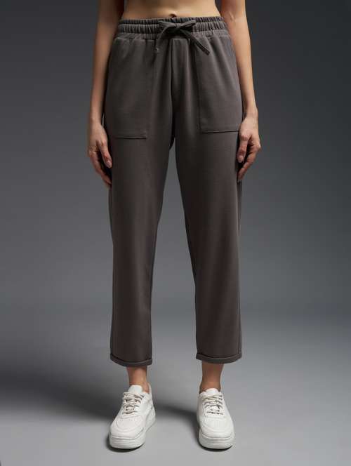 women solid mid rise track pant - 21762340 -  Standard Image - 0