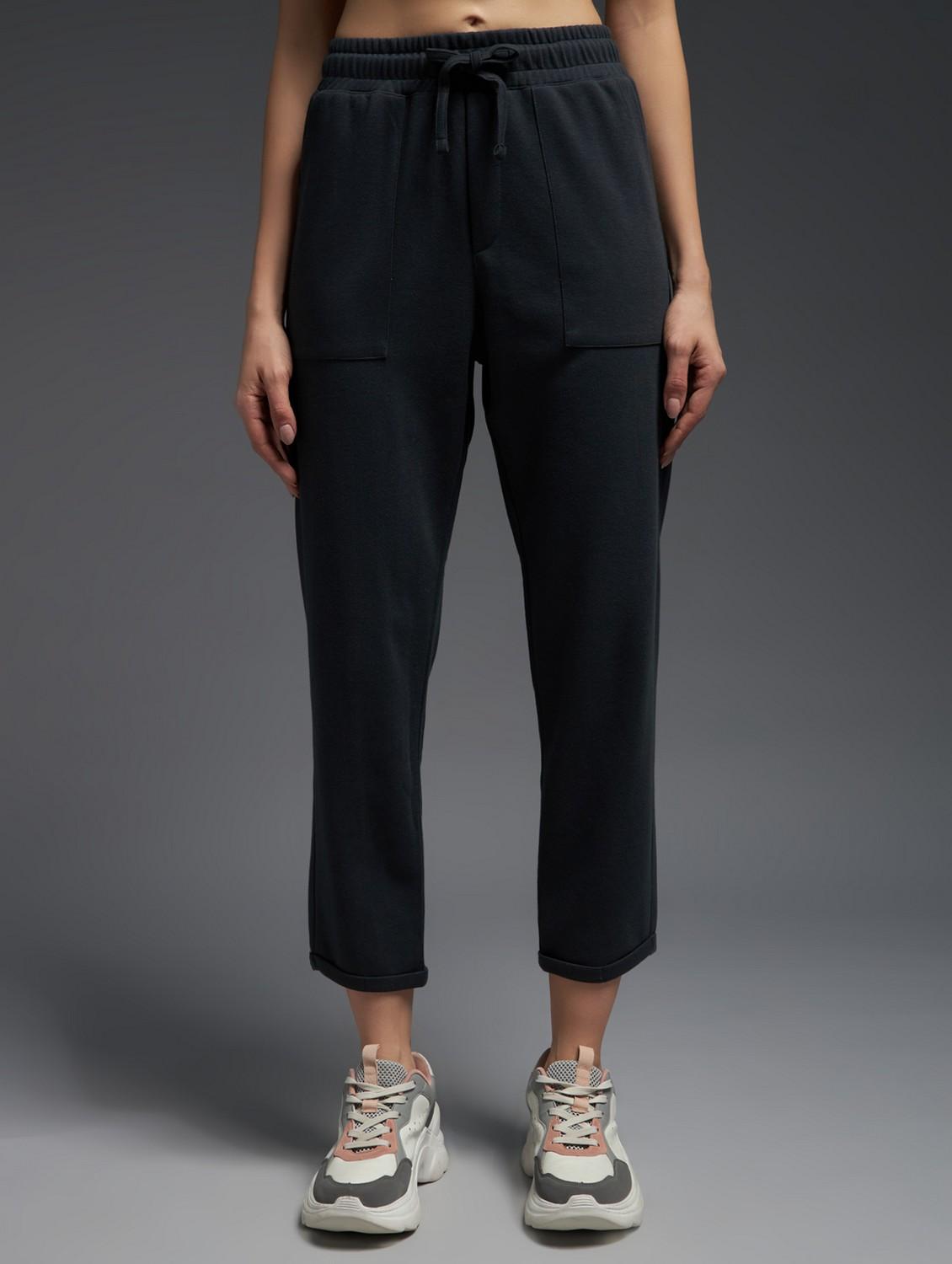 women solid mid rise track pant - 21762346 -  Standard Image - 2
