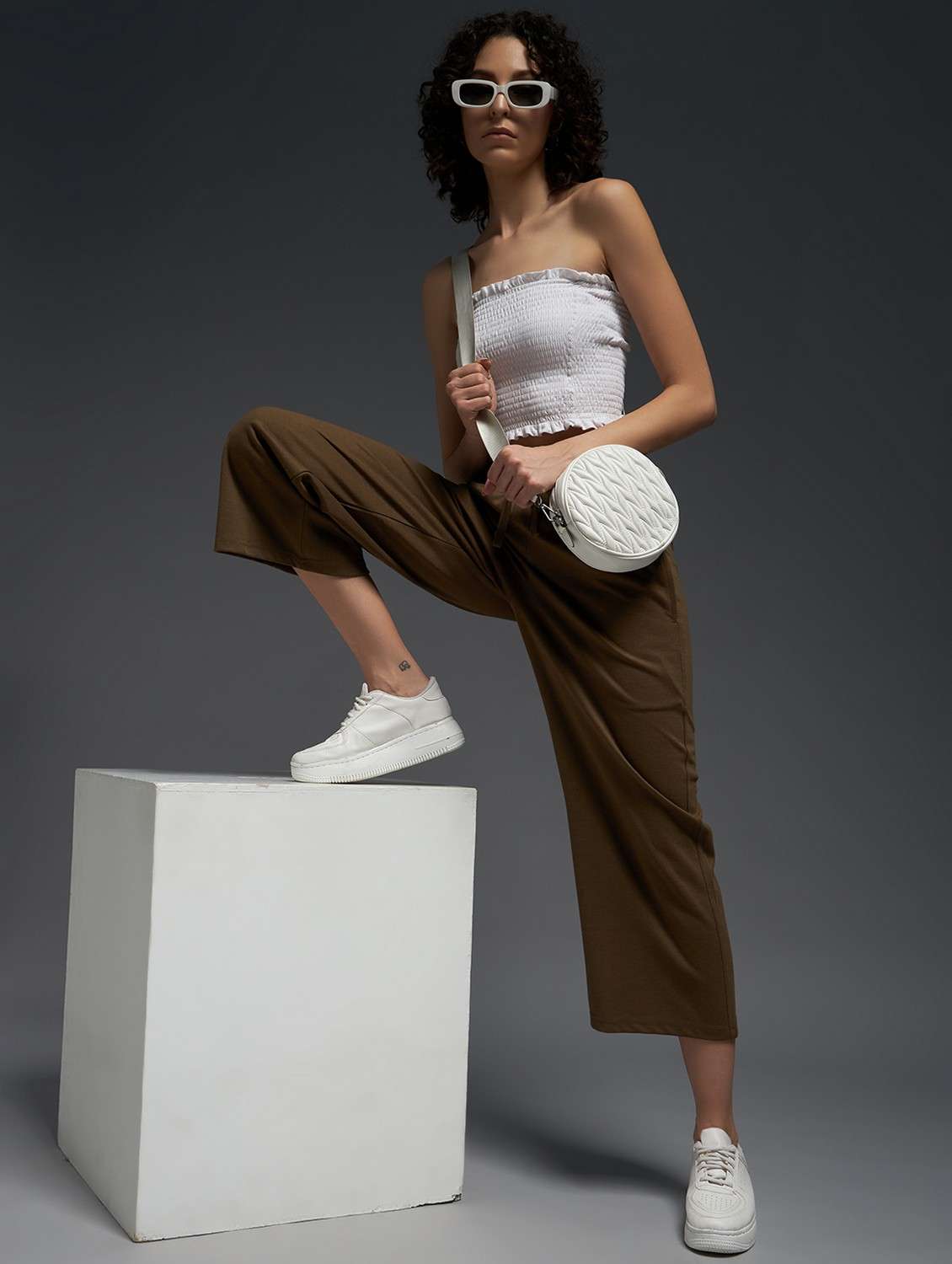 women solid mid rise track pant - 21762350 -  Standard Image - 2