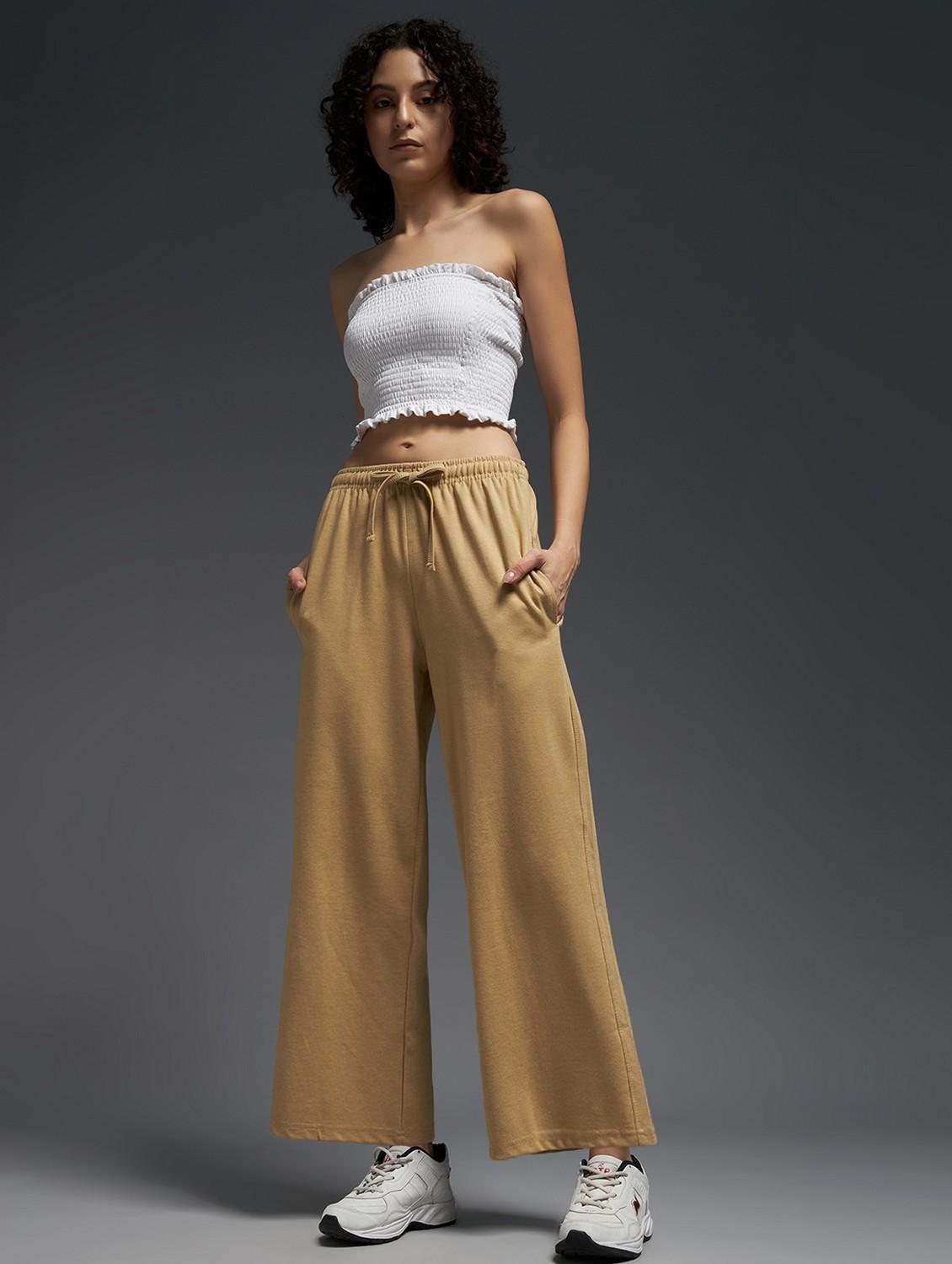 women solid mid rise track pant - 21762354 - Standard Image - 2