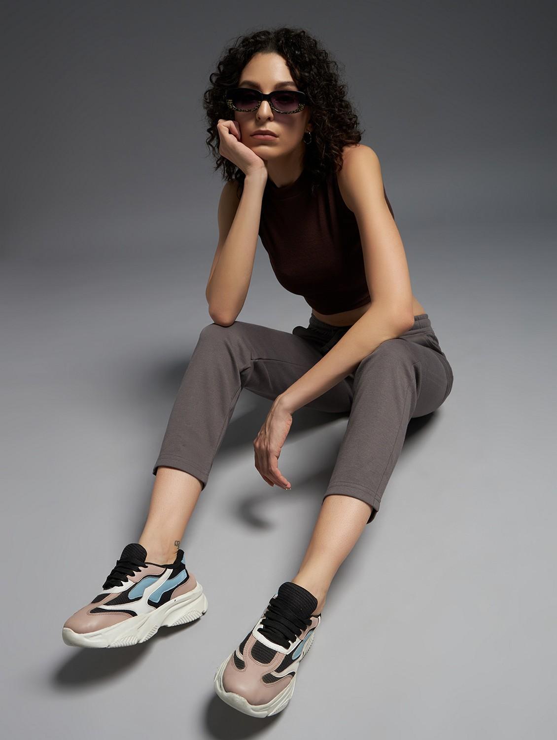 women solid mid rise track pant - 21762360 - Standard Image - 2