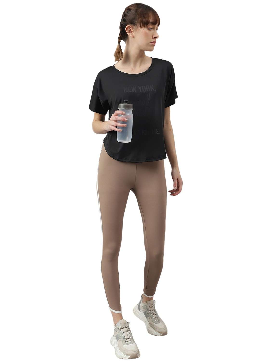 black polyester typography t-shirt active wear - 21762367 -  Standard Image - 2