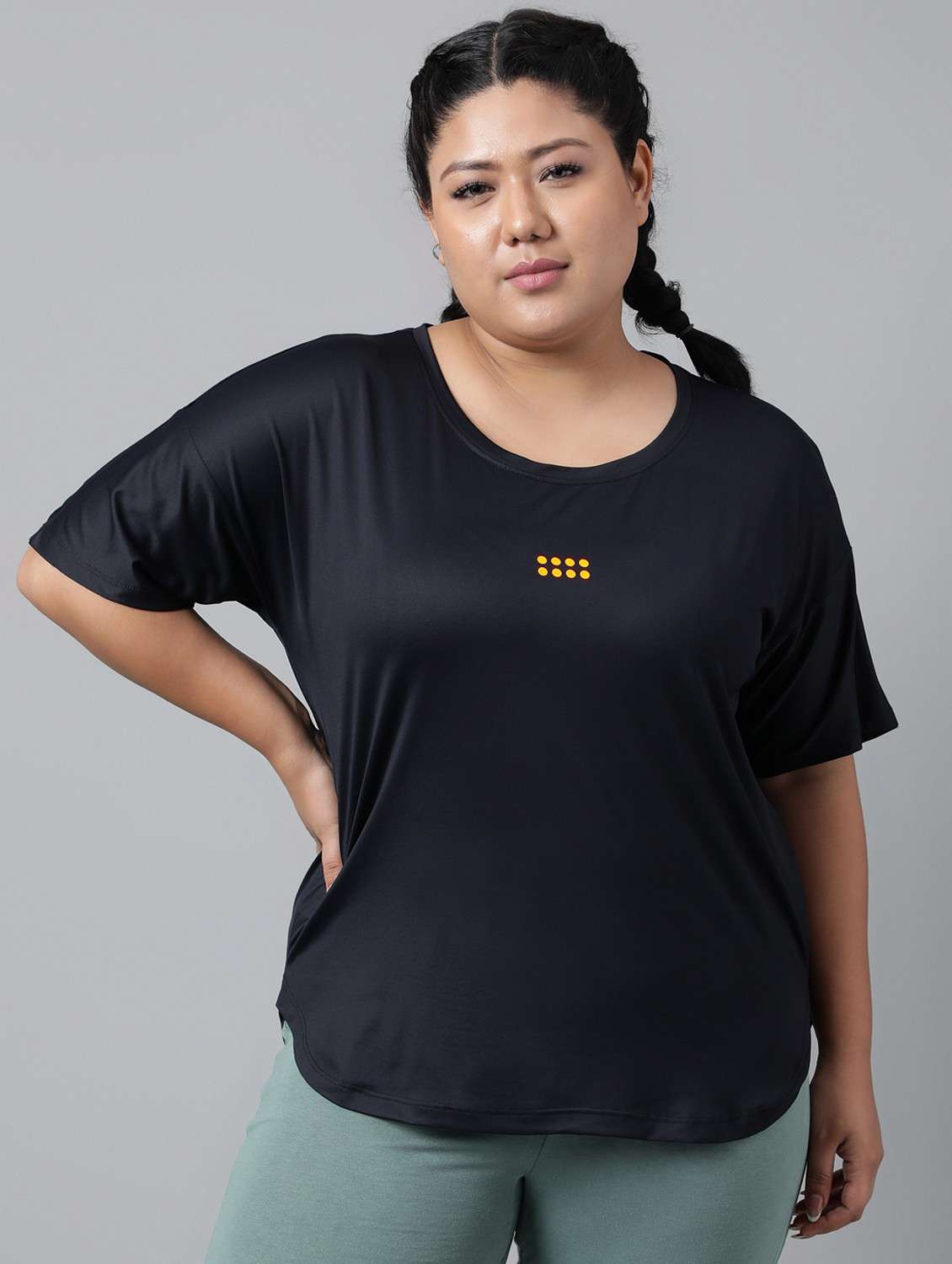 women plus size solid dri-fit sports t-shirt