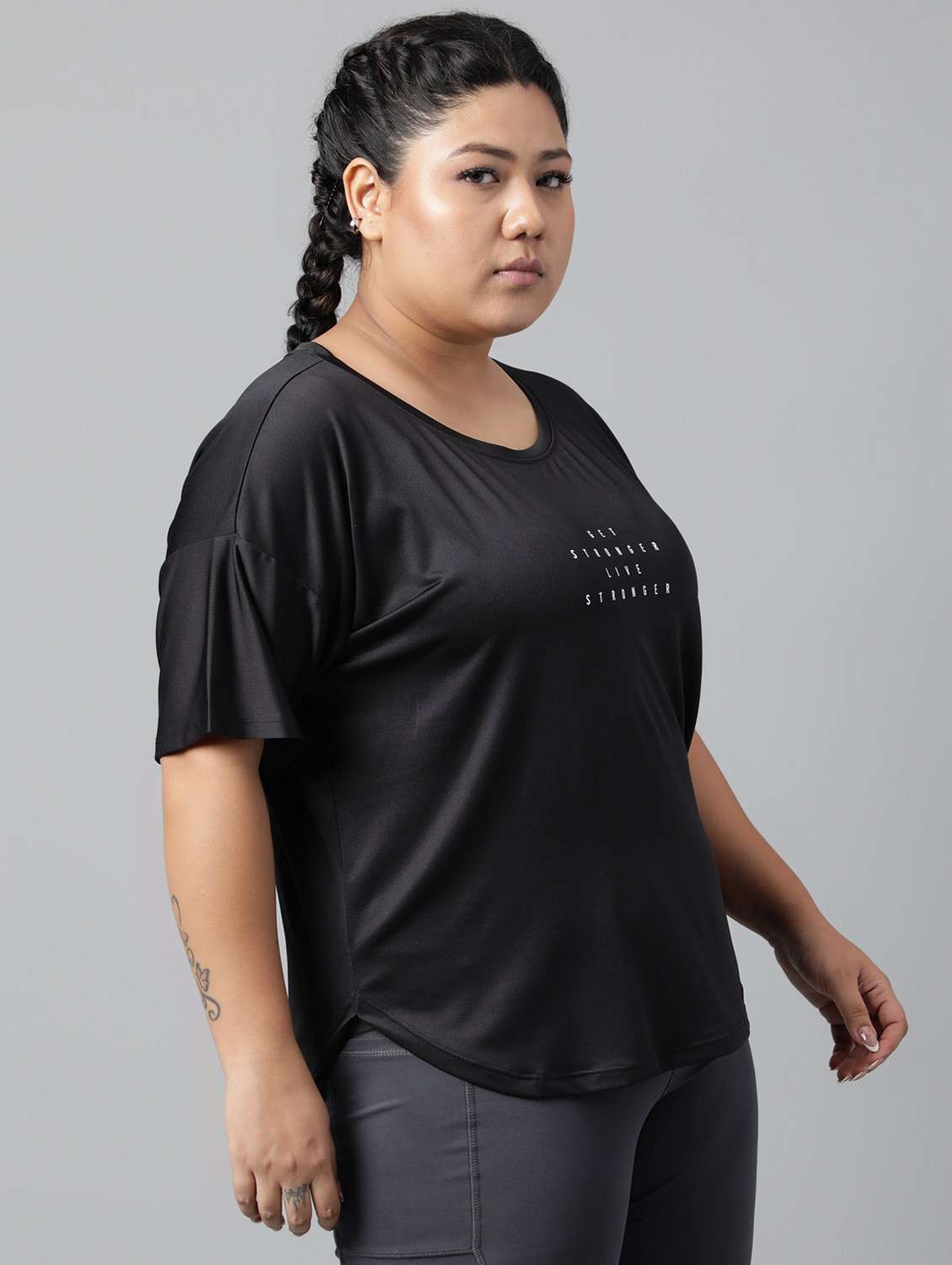 women black typographic round neck t-shirt - 21762489 - Standard Image - 2