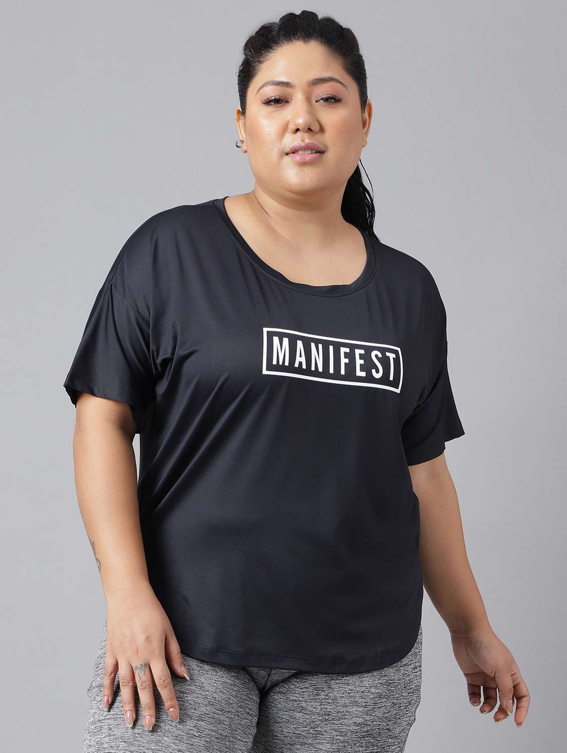 women plus size printed dri-fit sports t-shirt
