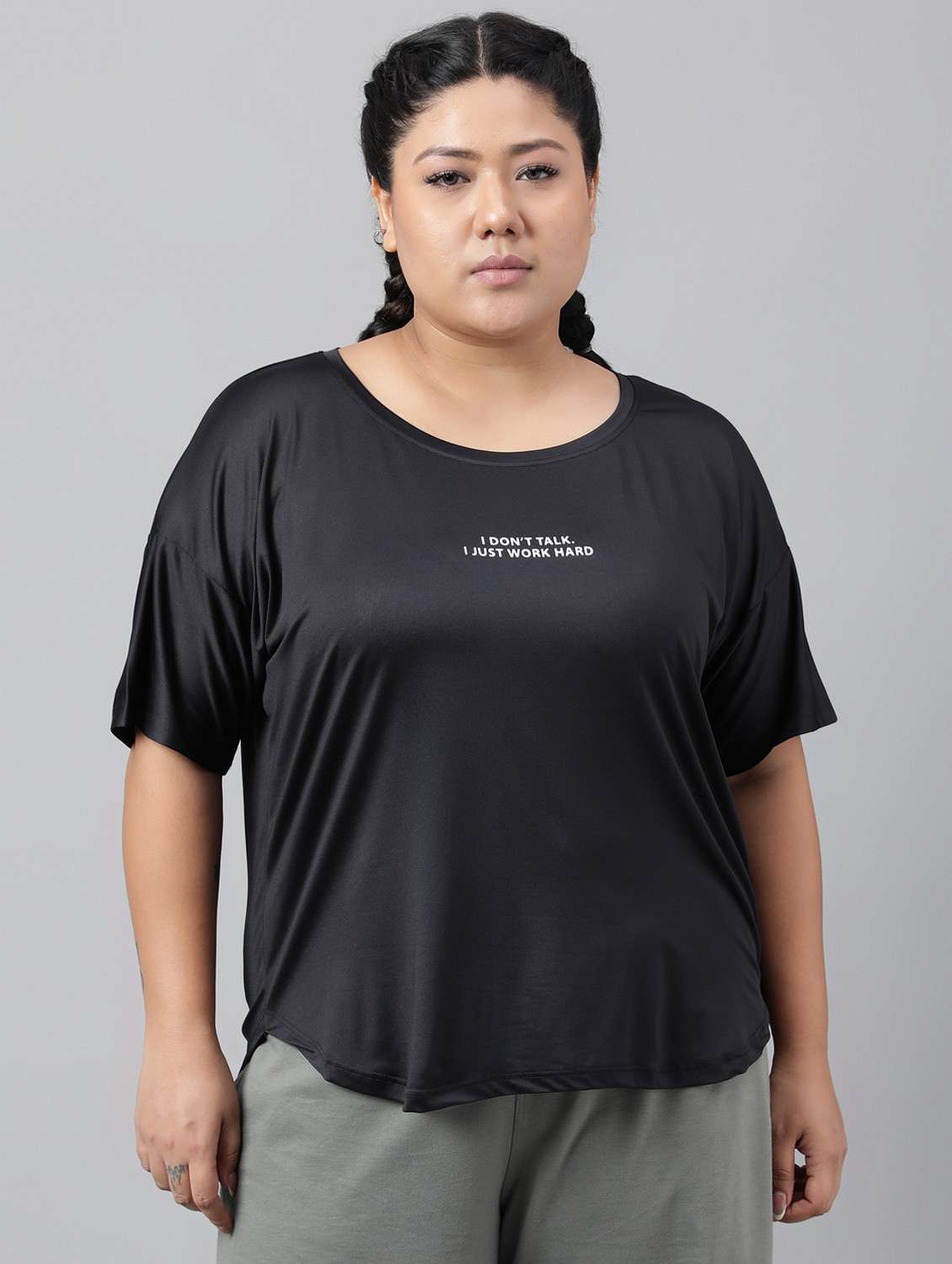 women plus size printed dri-fit sports t-shirt