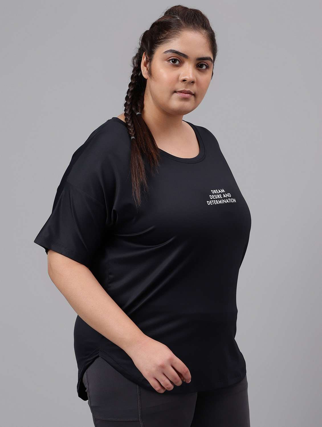 women black typographic round neck t-shirt - 21762523 -  Standard Image - 2