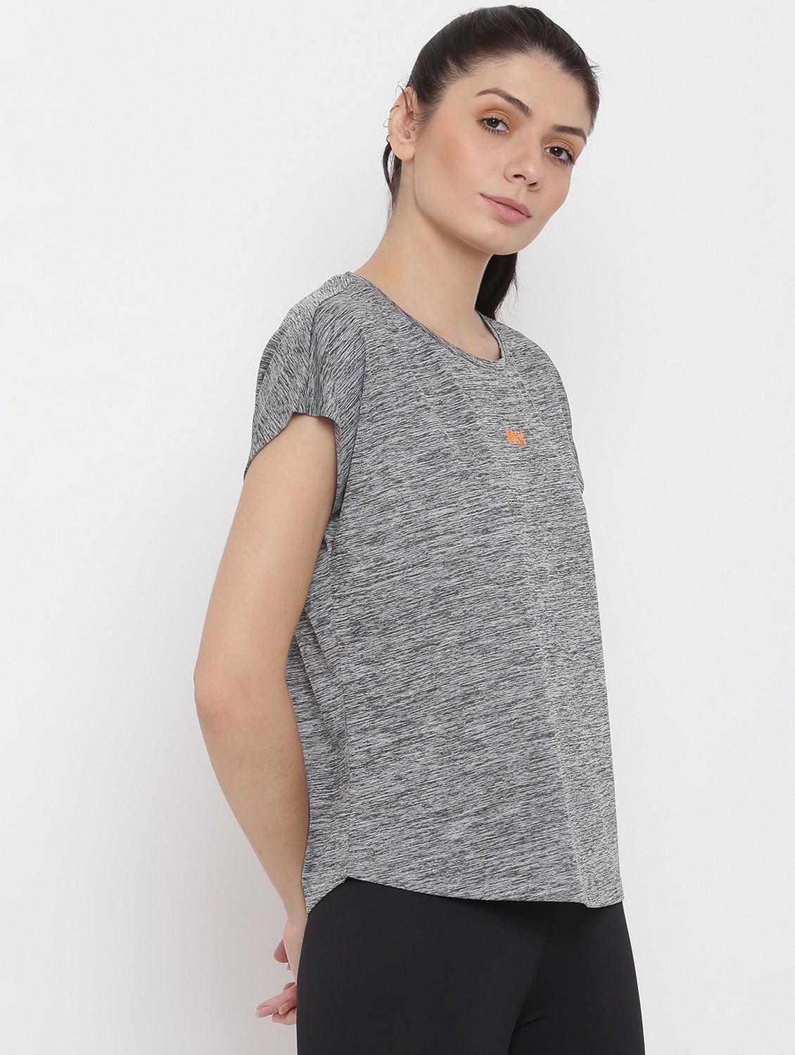 women grey typographic round neck t-shirt - 21762583 - Standard Image - 2