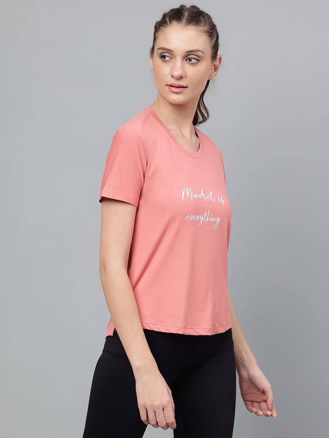women pink typographic round neck t-shirt - 21762586 -  Standard Image - 2