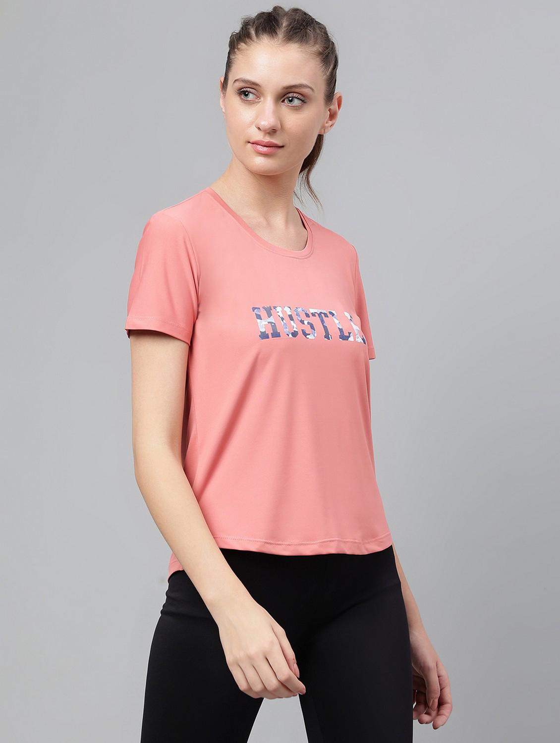 women pink typographic round neck t-shirt - 21762588 - Standard Image - 2