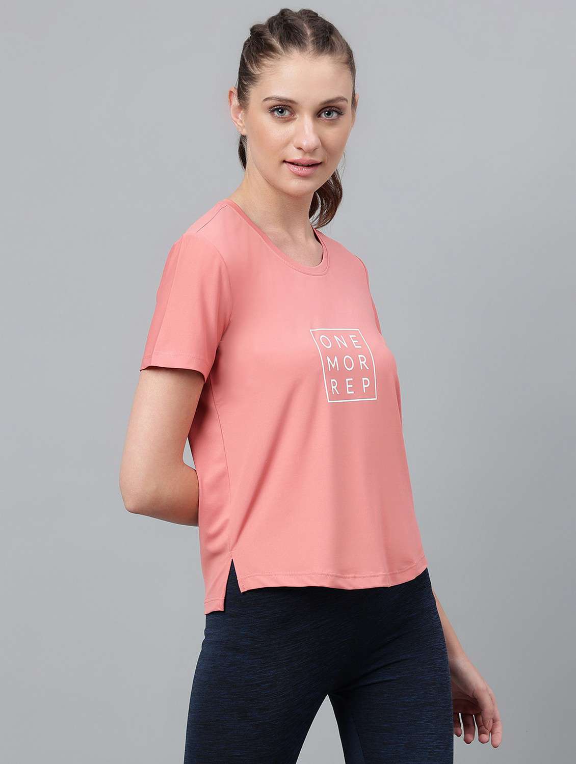 women pink typographic round neck t-shirt - 21762599 -  Standard Image - 2