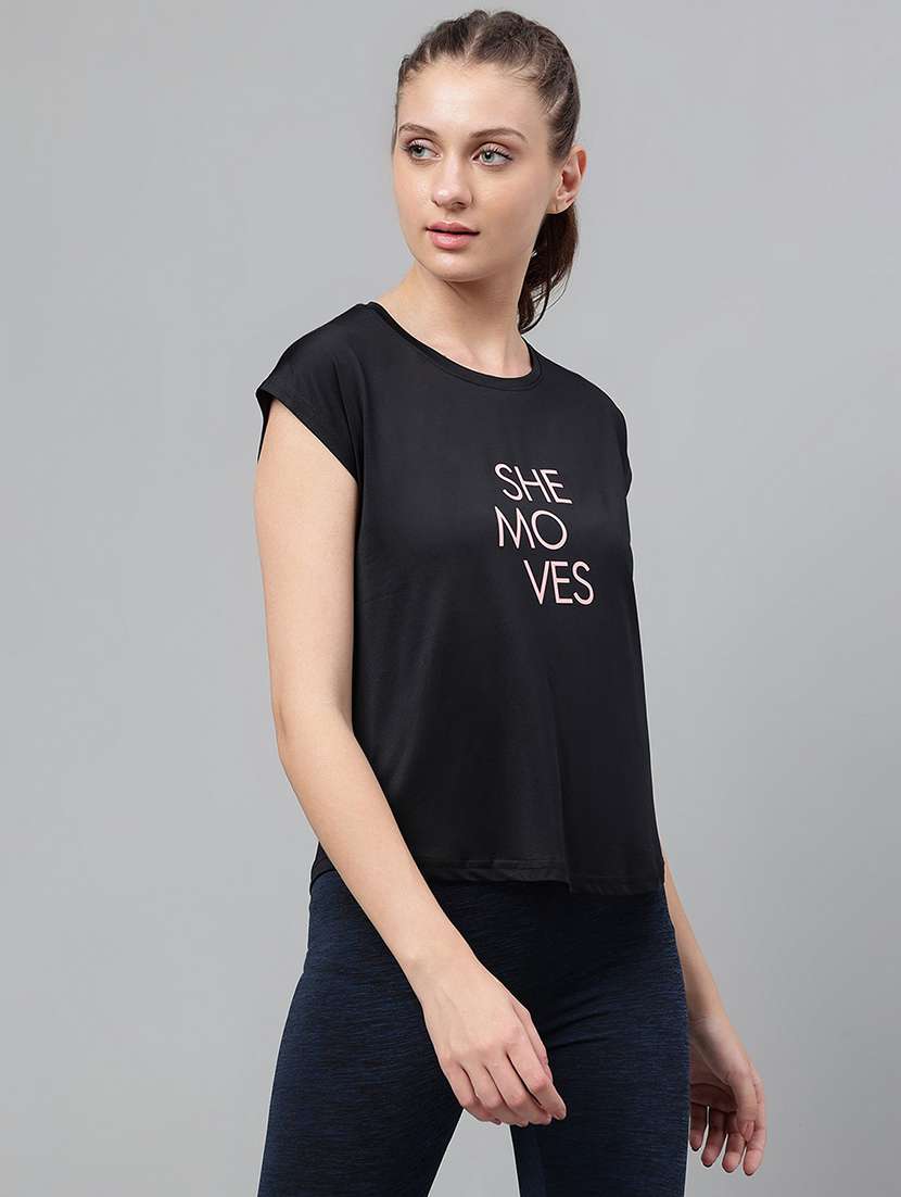 women printed round neck dri-fit sports t-shirt - 21762669 -  Standard Image - 2