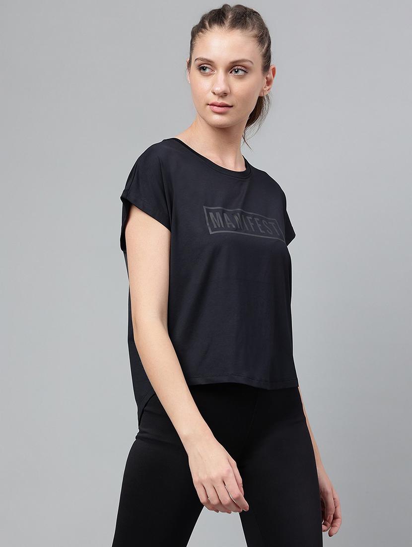 women printed round neck dri-fit sports t-shirt - 21762676 - Standard Image - 2