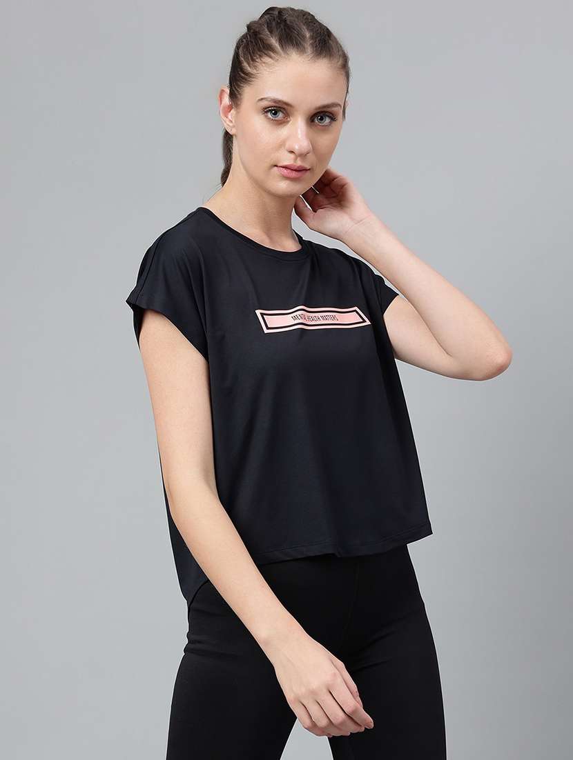 women printed round neck dri-fit sports t-shirt - 21762677 -  Standard Image - 2