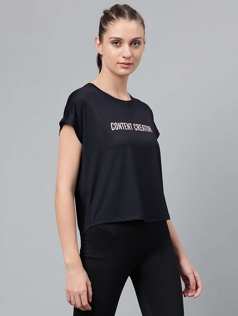 women printed round neck dri-fit sports t-shirt - 21762679 -  Standard Image - 2
