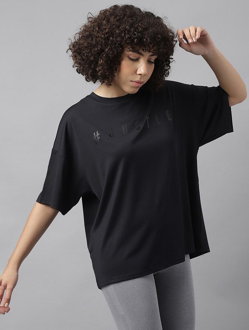 women round neck typographic print sports t-shirt - 21762685 - Standard Image - 2