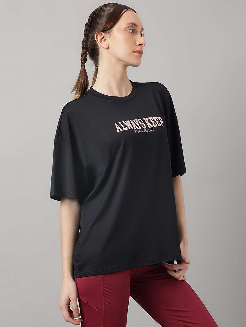women printed round neck dri-fit sports t-shirt - 21762688 - Standard Image - 2