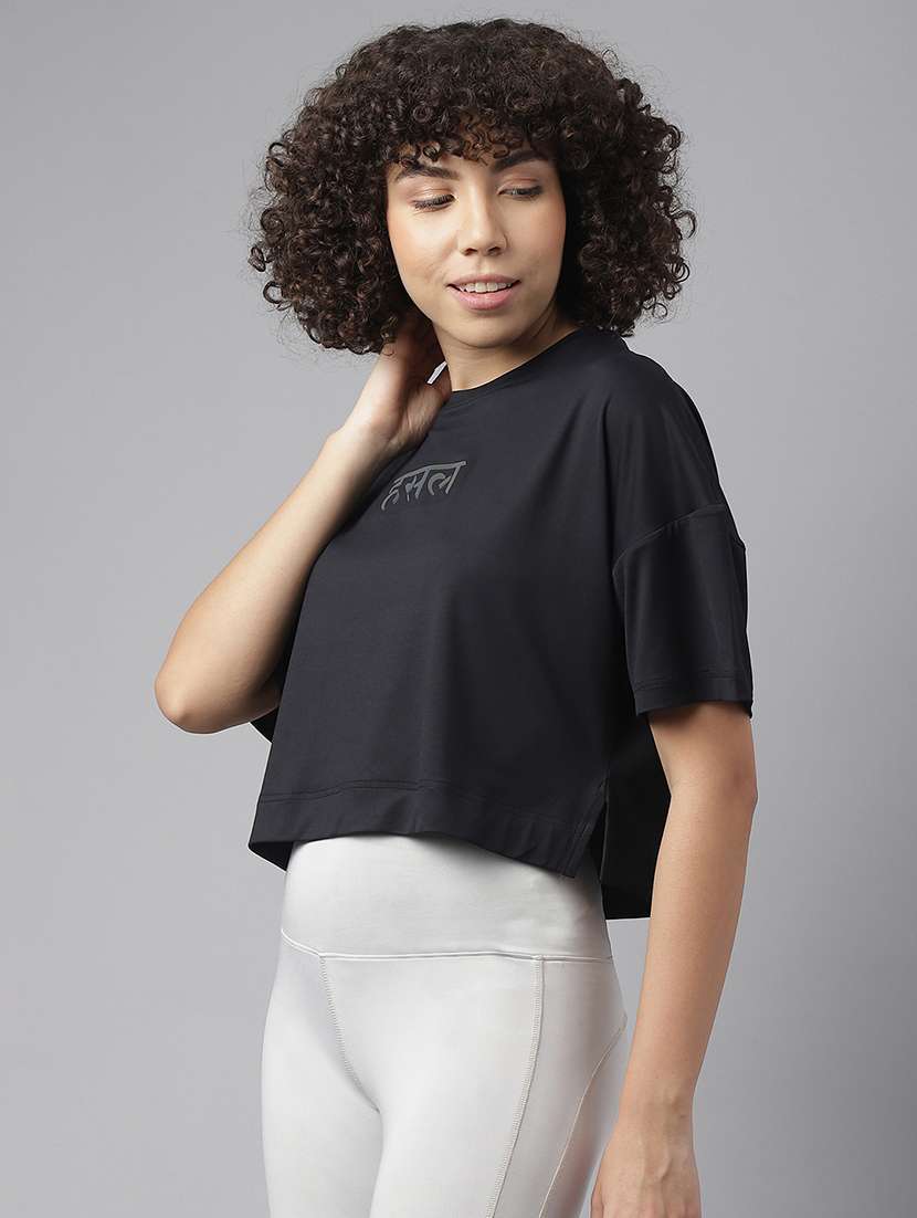women printed dri-fit crop sports t-shirt - 21762692 -  Standard Image - 2