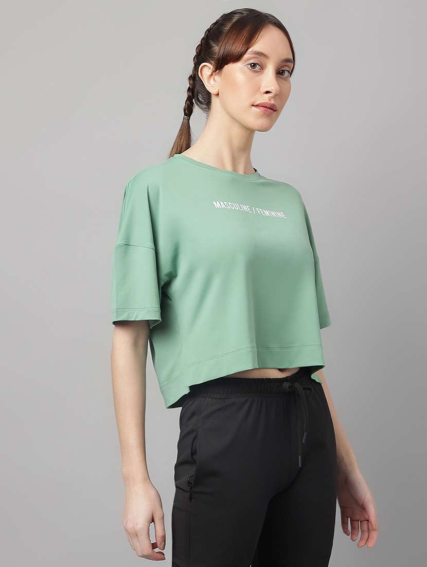 women printed dri-fit crop sports t-shirt - 21762695 -  Standard Image - 2