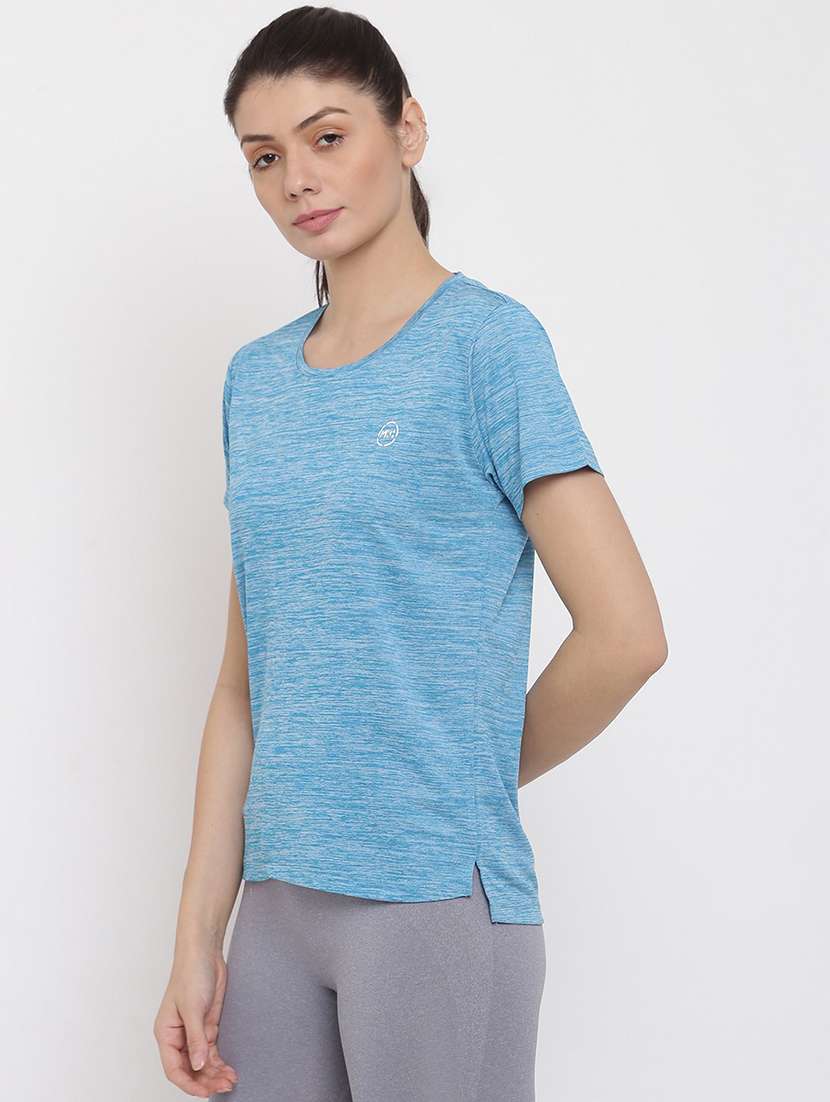 women melange round neck dri-fit t-shirt - 21762873 -  Standard Image - 2