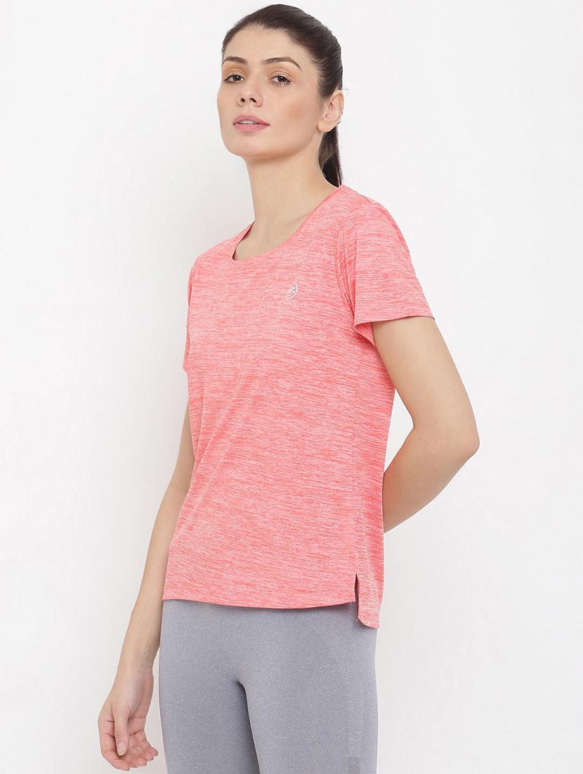 women melange round neck dri-fit t-shirt - 21762874 - Standard Image - 2