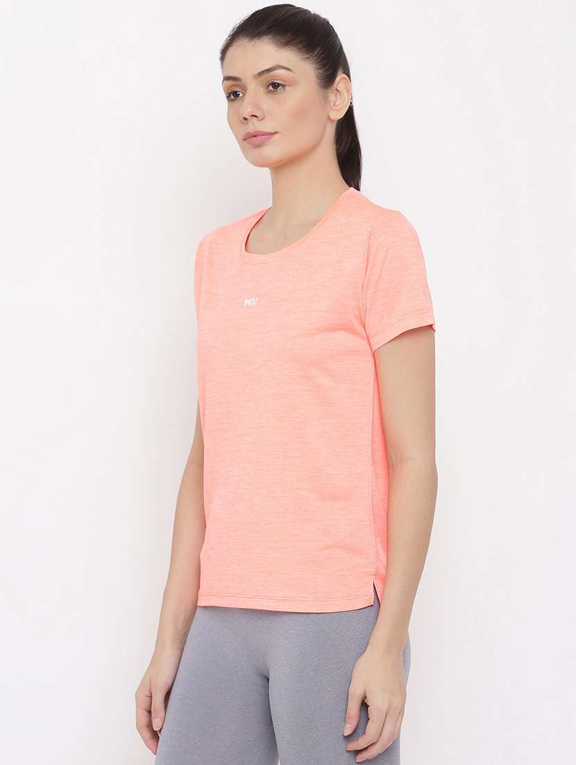 women melange round neck dri-fit t-shirt - 21762877 -  Standard Image - 2