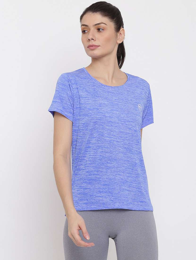 women melange round neck dri-fit t-shirt