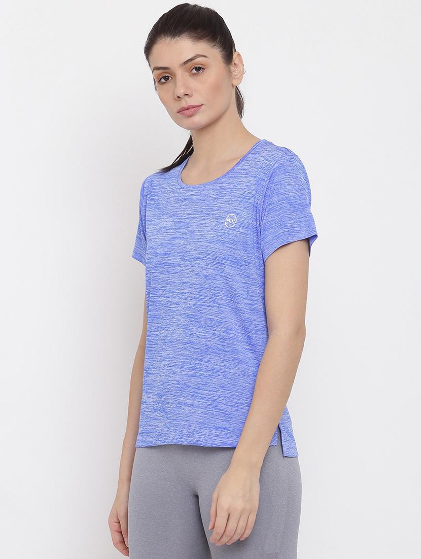 women melange round neck dri-fit t-shirt - 21762878 - Standard Image - 2