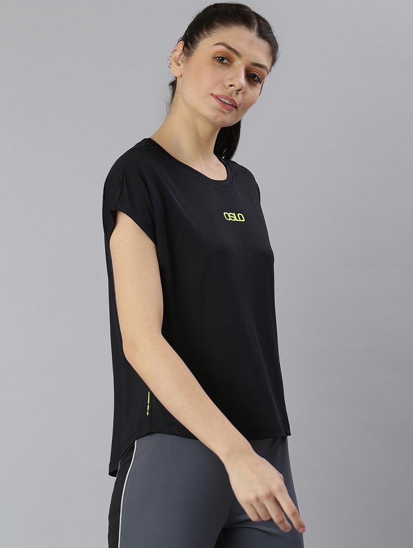 women printed round neck dri-fit sports t-shirt - 21762885 - Standard Image - 2