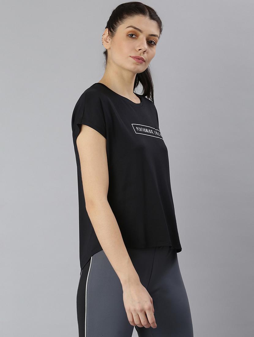 women printed round neck dri-fit sports t-shirt - 21762887 - Standard Image - 2