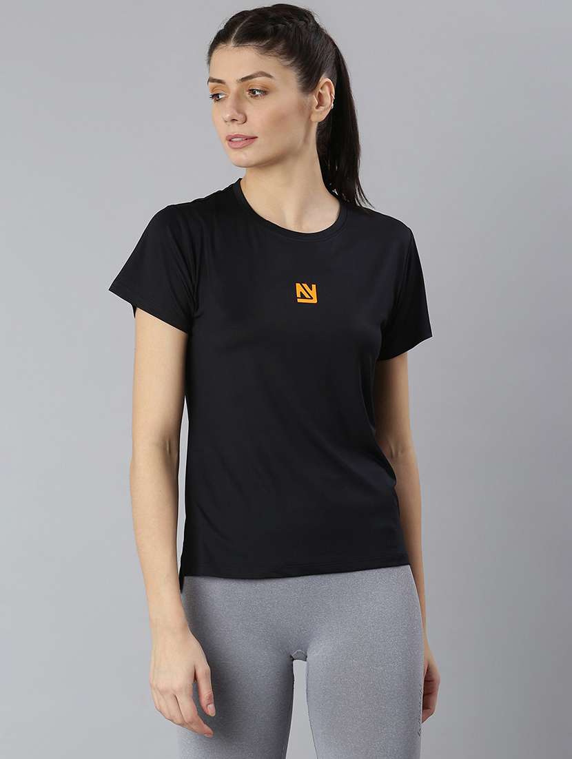 women printed round neck dri-fit sports t-shirt