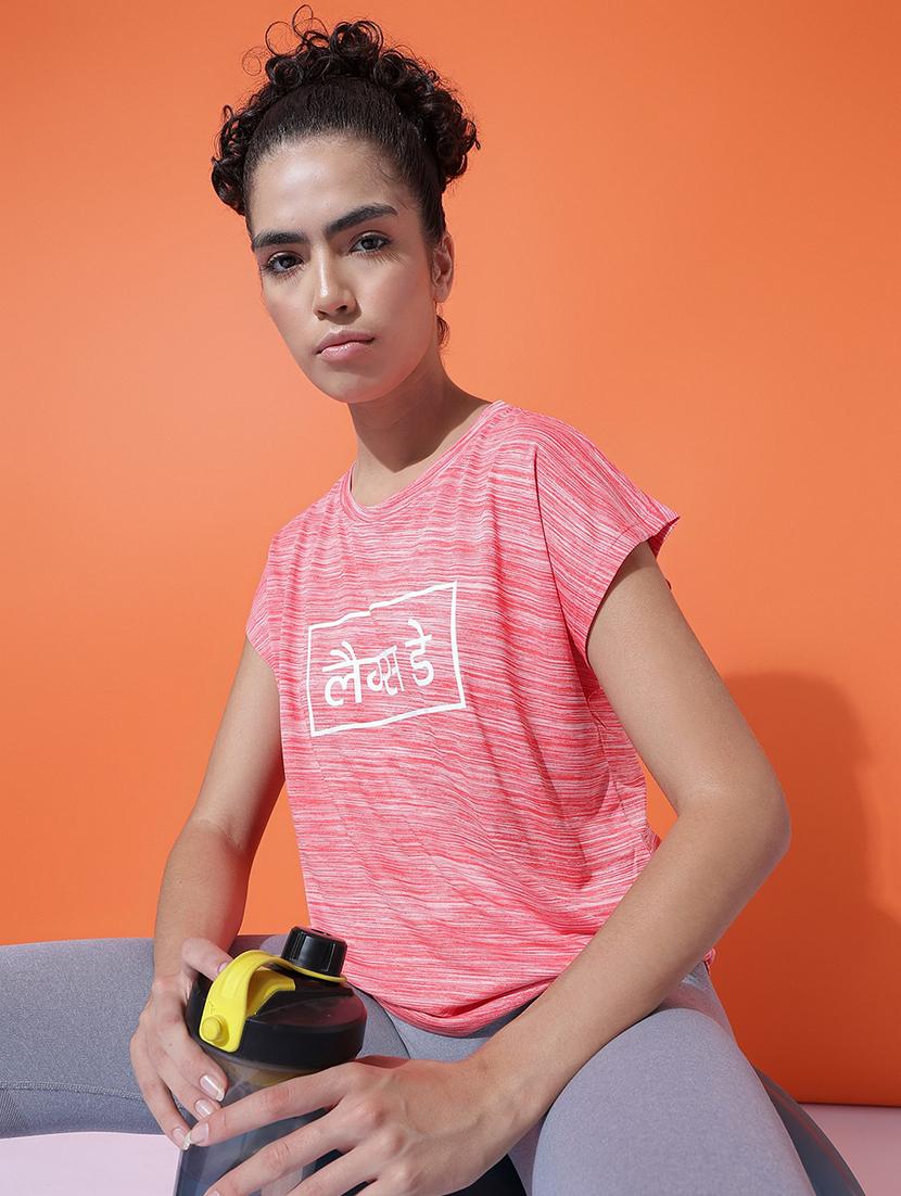 women typography print relaxed fit dri-fit t-shirt - 21762920 - Standard Image - 2
