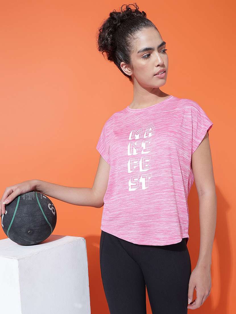 women typography print relaxed fit dri-fit t-shirt - 21762927 -  Standard Image - 2