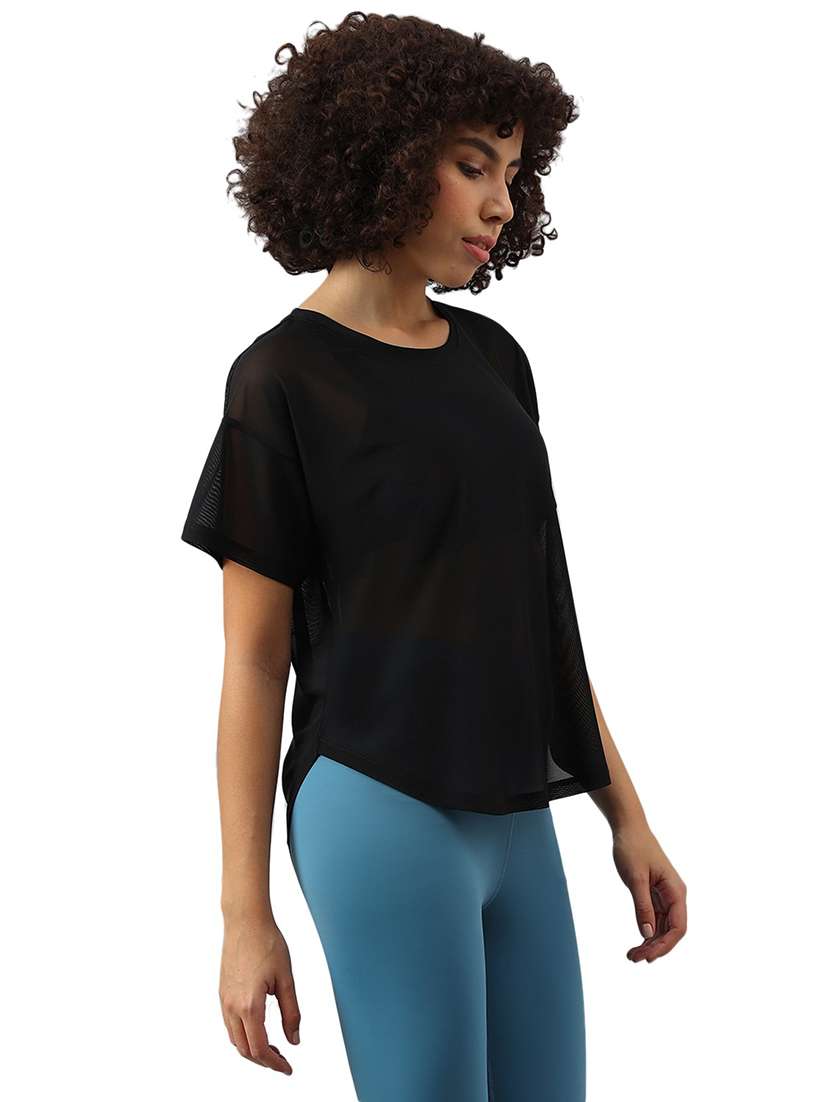 women solid relaxed fit dri-fit t-shirt - 21762929 -  Standard Image - 2