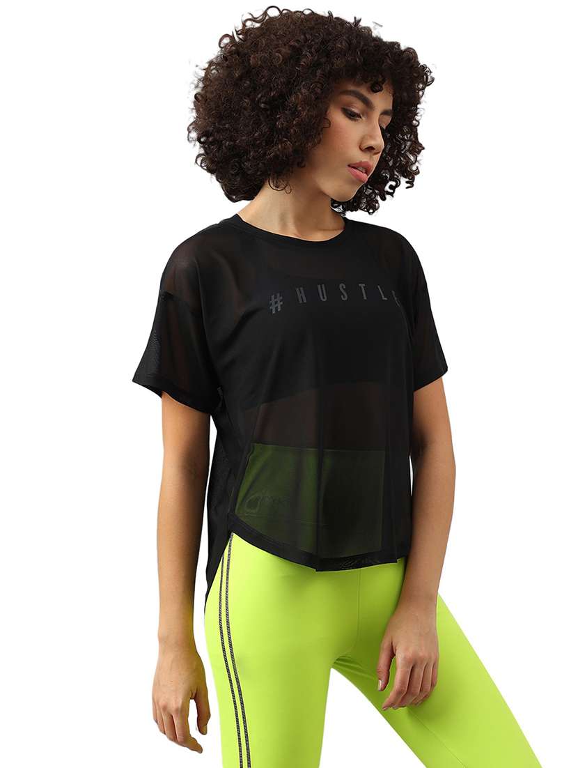 women typography printed round neck dri-fit t-shirt - 21762930 -  Standard Image - 2