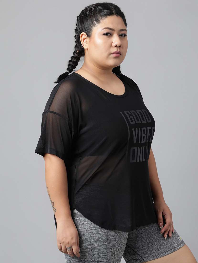 women typography printed plus size dri-fit t-shirt - 21762931 - Standard Image - 2