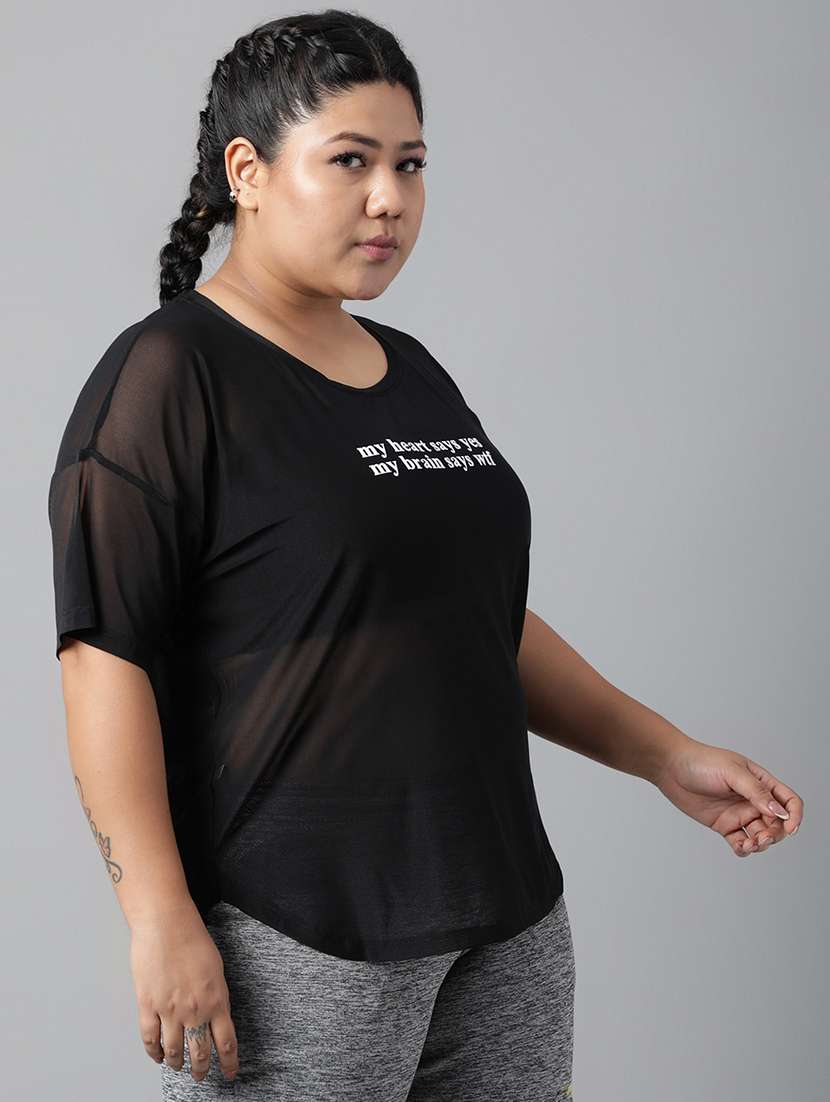 women typography printed plus size dri-fit t-shirt - 21762932 - Standard Image - 2