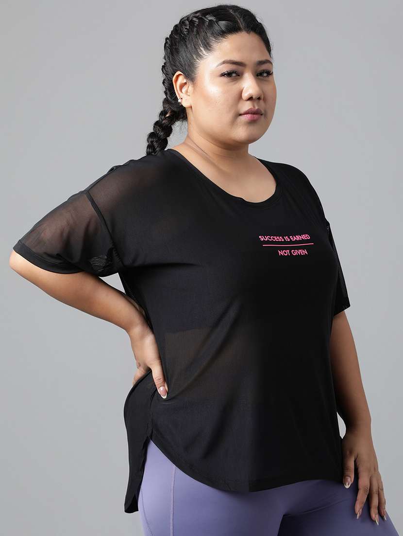 women typography printed plus size dri-fit t-shirt - 21762934 - Standard Image - 2