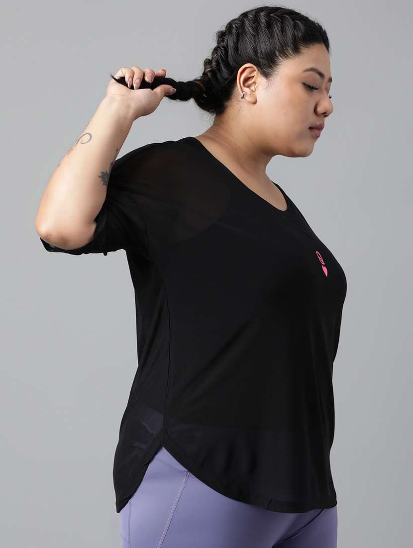 women solid plus size dri-fit t-shirt - 21762935 - Standard Image - 2