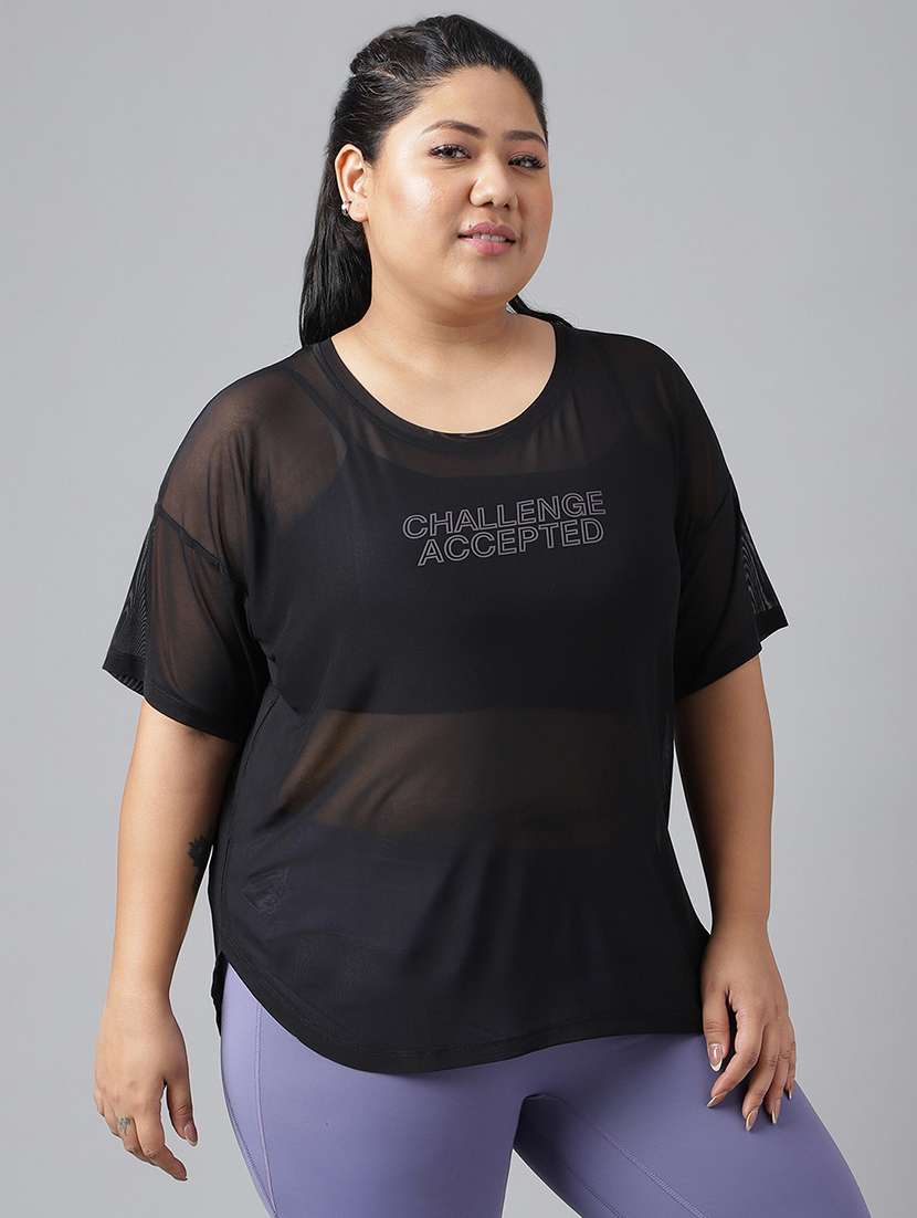 women typography printed plus size dri-fit t-shirt - 21762936 - Standard Image - 2