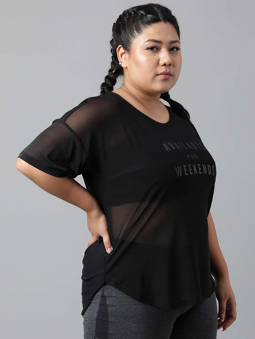 women typography printed plus size dri-fit t-shirt - 21762937 - Standard Image - 2