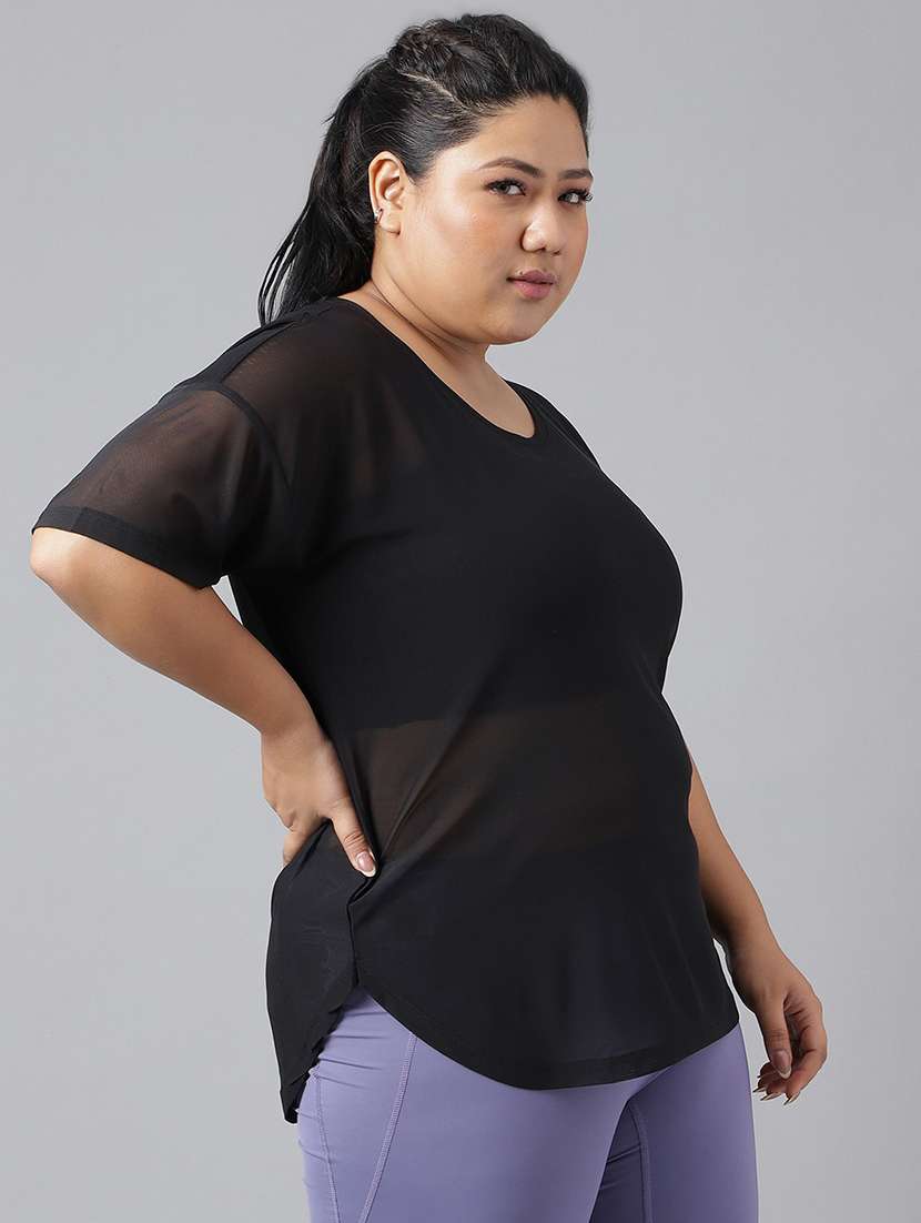 women solid plus size dri-fit t-shirt - 21762939 - Standard Image - 2